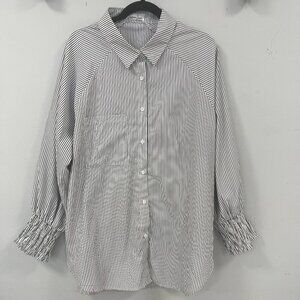 Lemon Love Ella Black & White Striped Top w/ Smocked Cuffs, 2XL - Like New